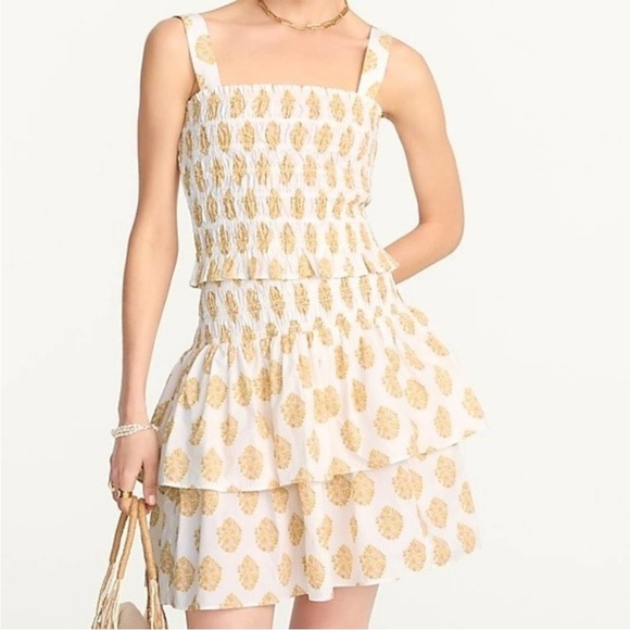 J. Crew Smocked Tube Top Gathered Floral Block Print Size Large - Picture 3 of 11